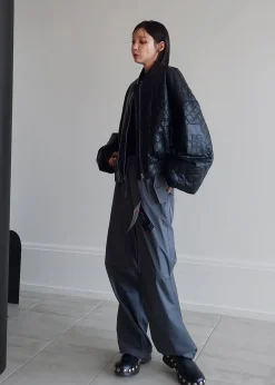 Alma Quilted Faux-Leather Bomber