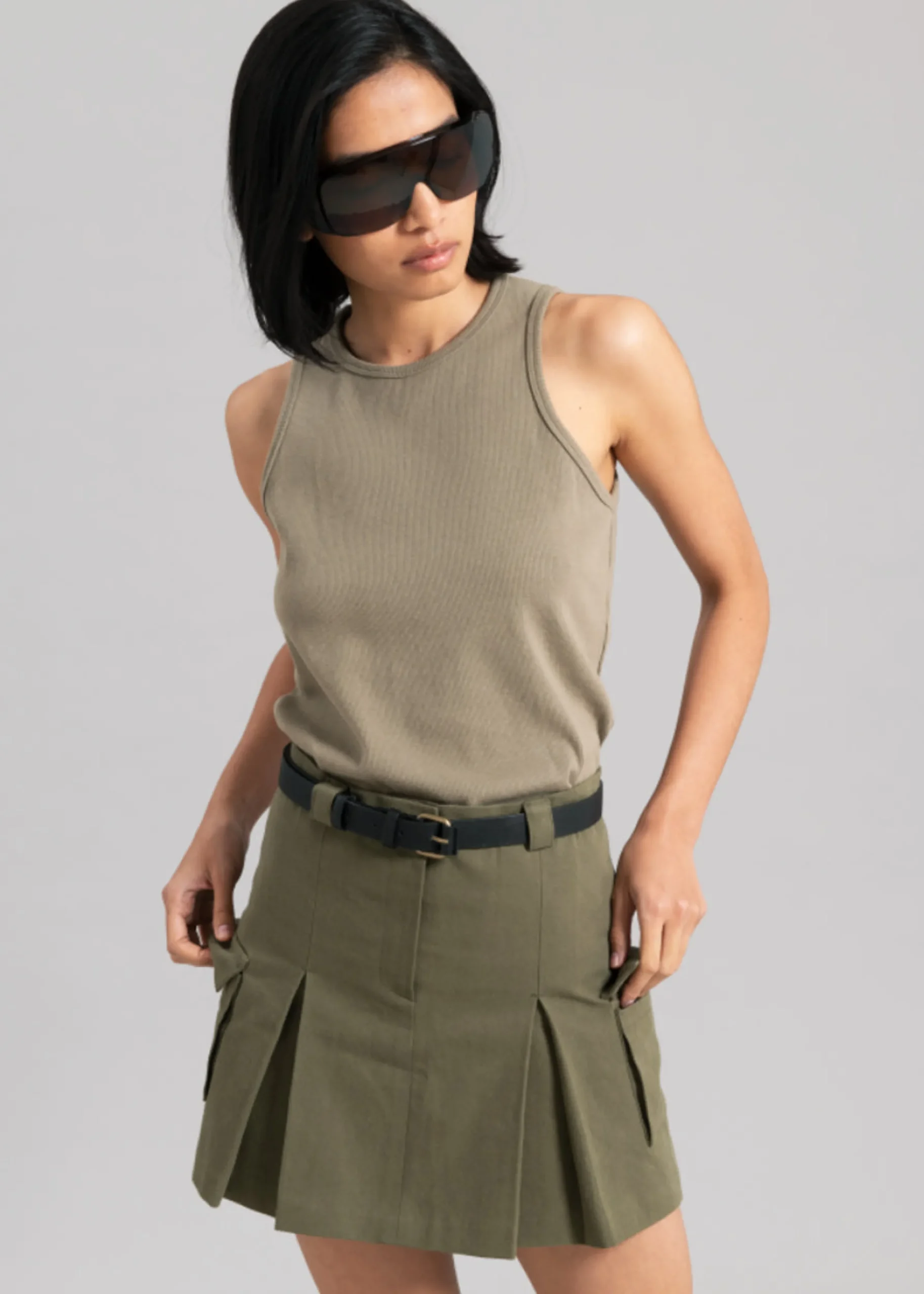 Audrey Cargo Pleated Miniskirt