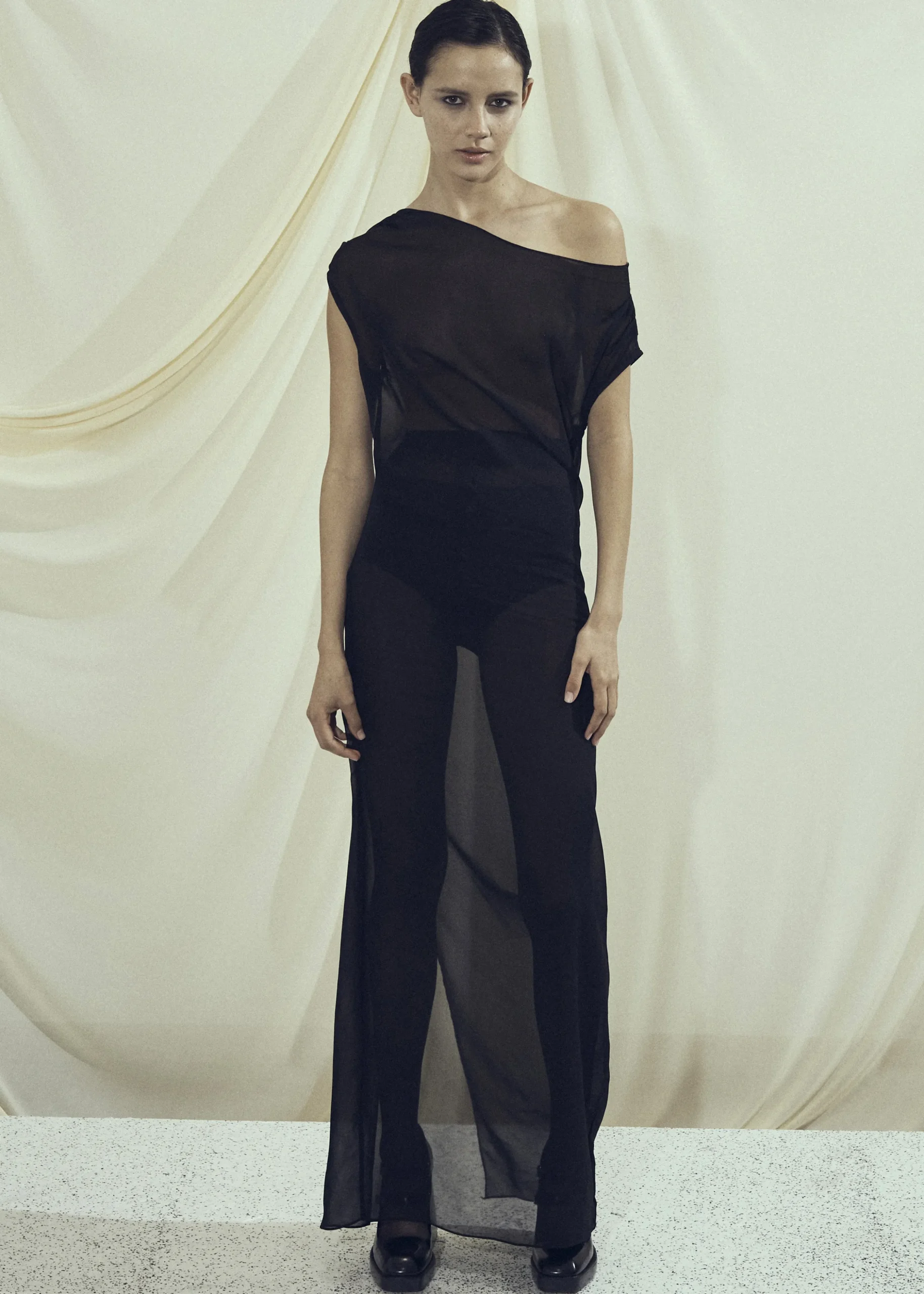 Beare Park Silk Georgette Off The Shoulder Dress
