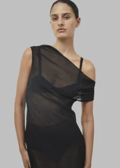 Beare Park Silk Georgette Off The Shoulder Dress