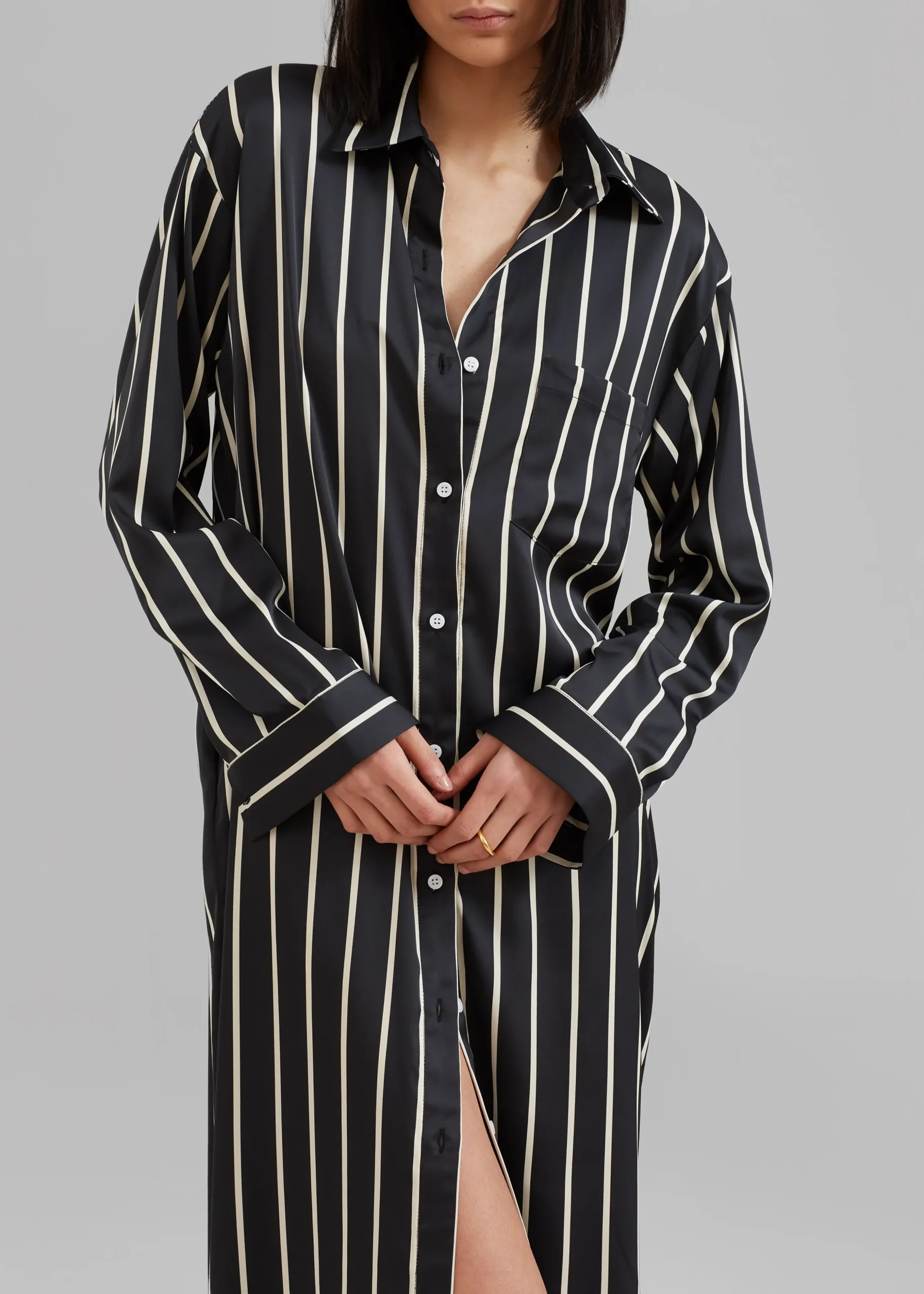 Cala Satin Shirt Dress