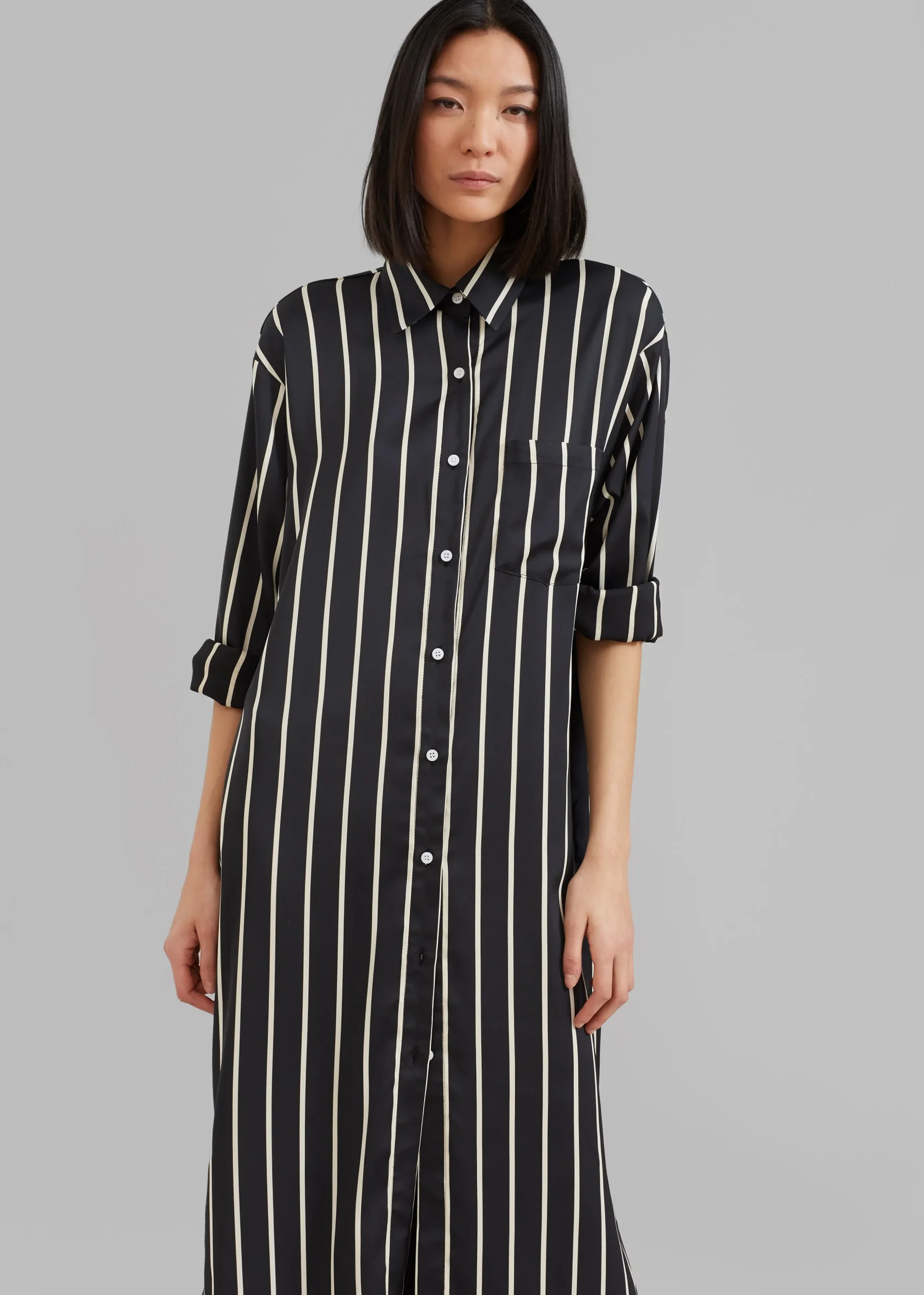 Cala Satin Shirt Dress