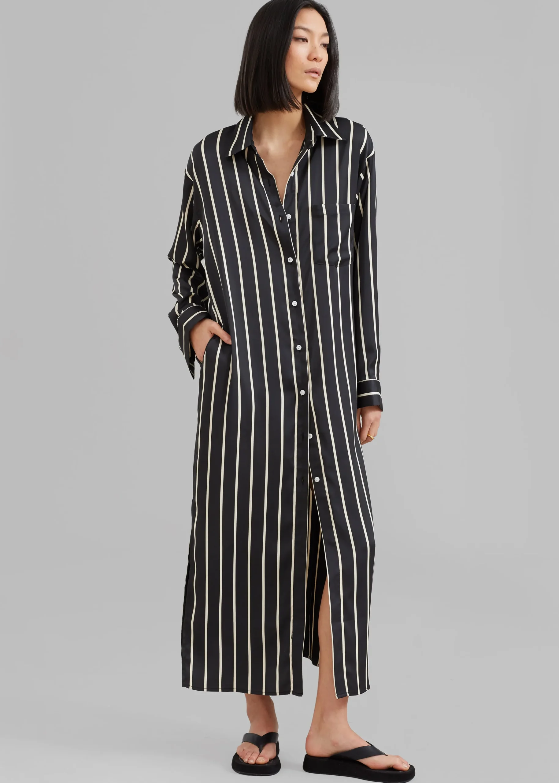 Cala Satin Shirt Dress