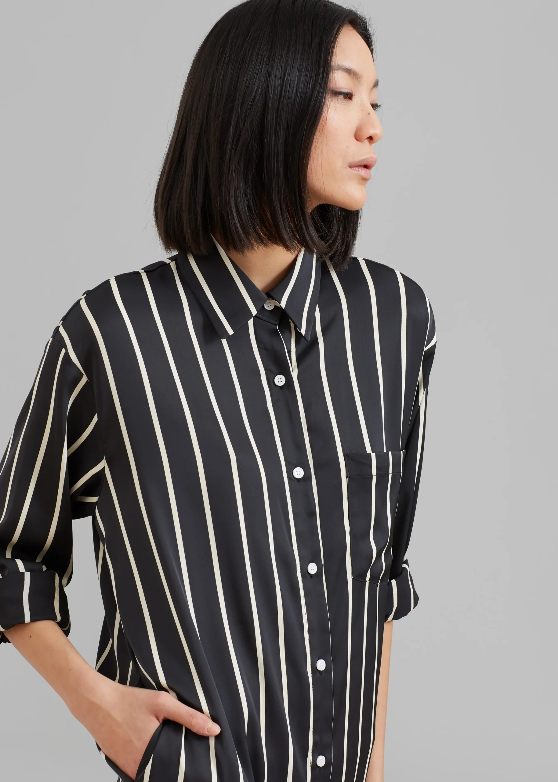 Cala Satin Shirt Dress