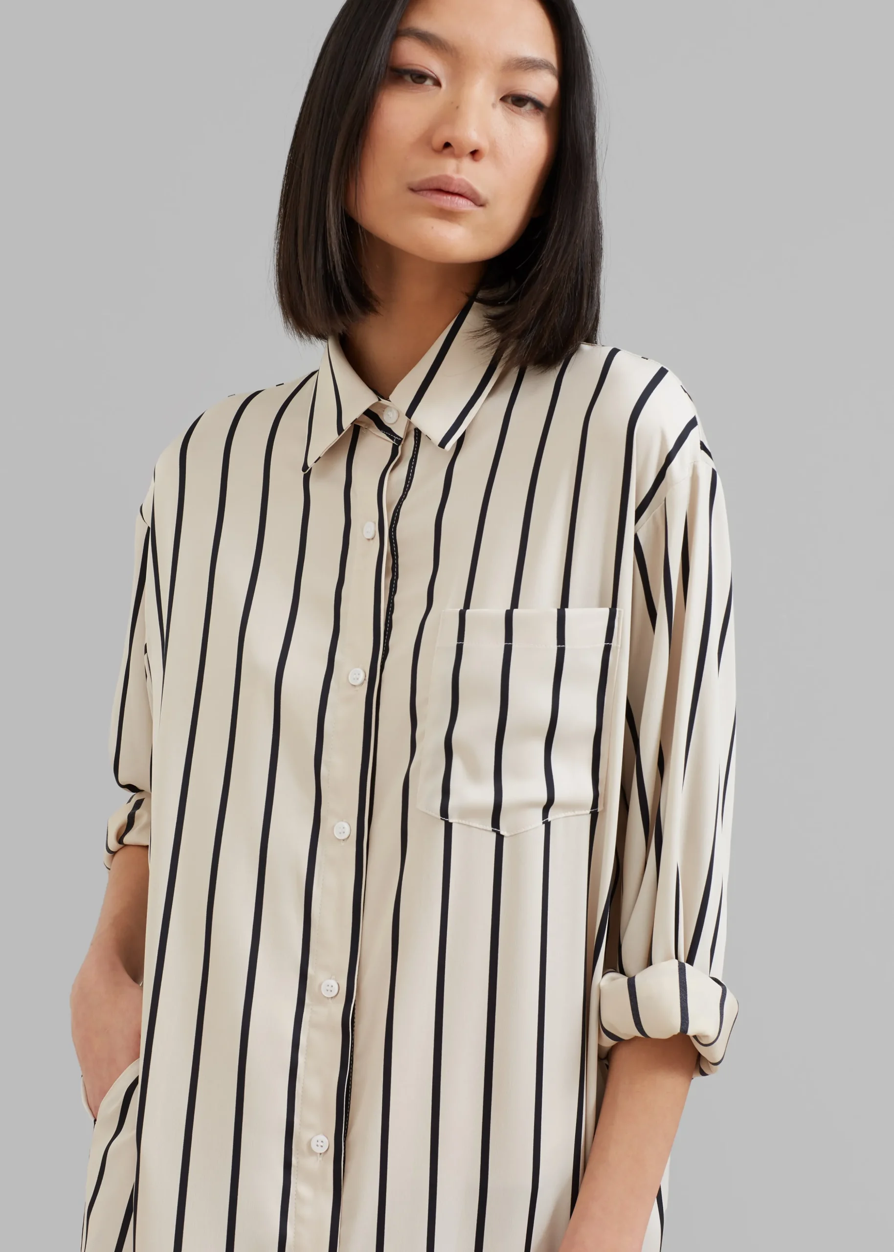 Cala Satin Shirt Dress