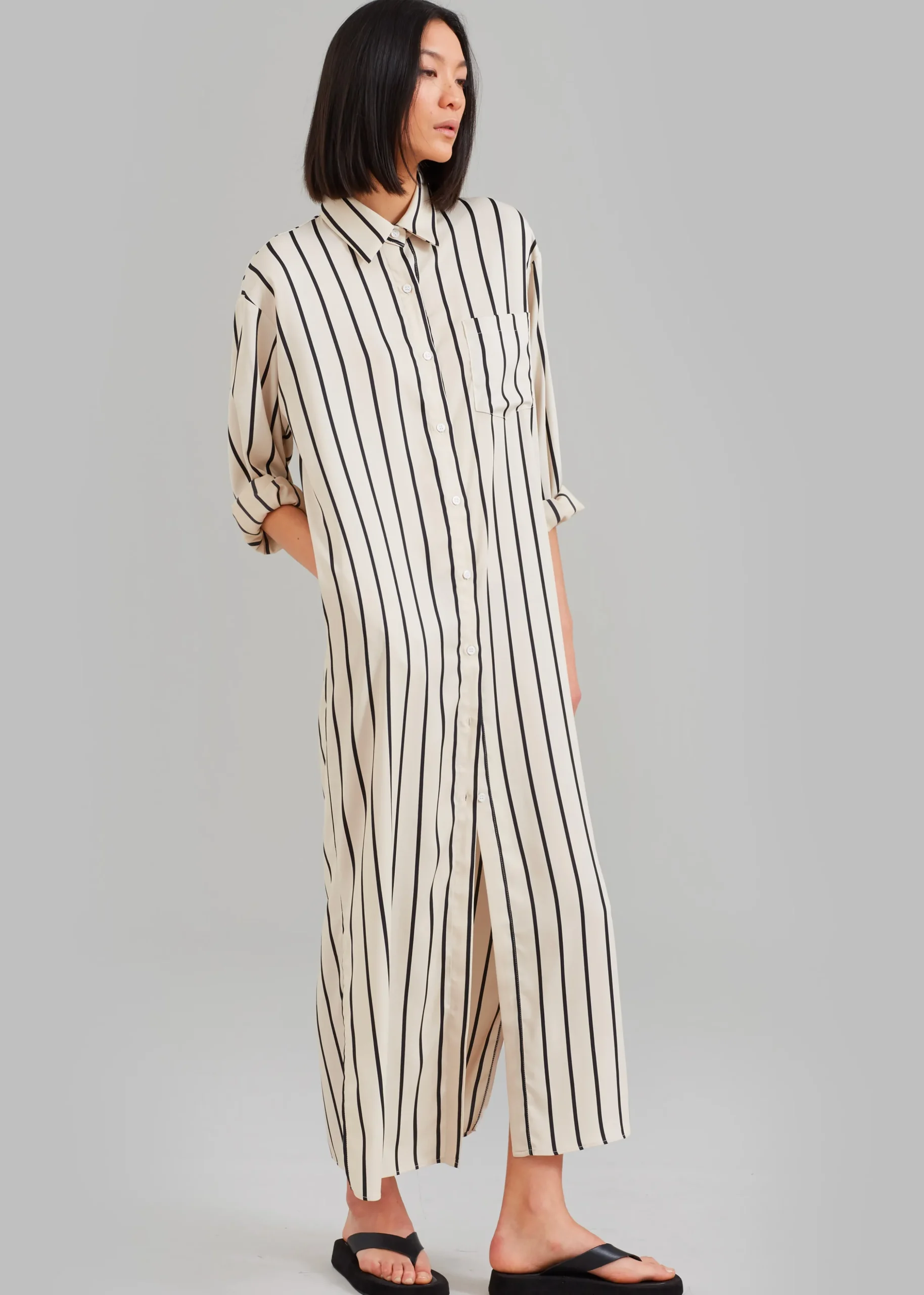 Cala Satin Shirt Dress