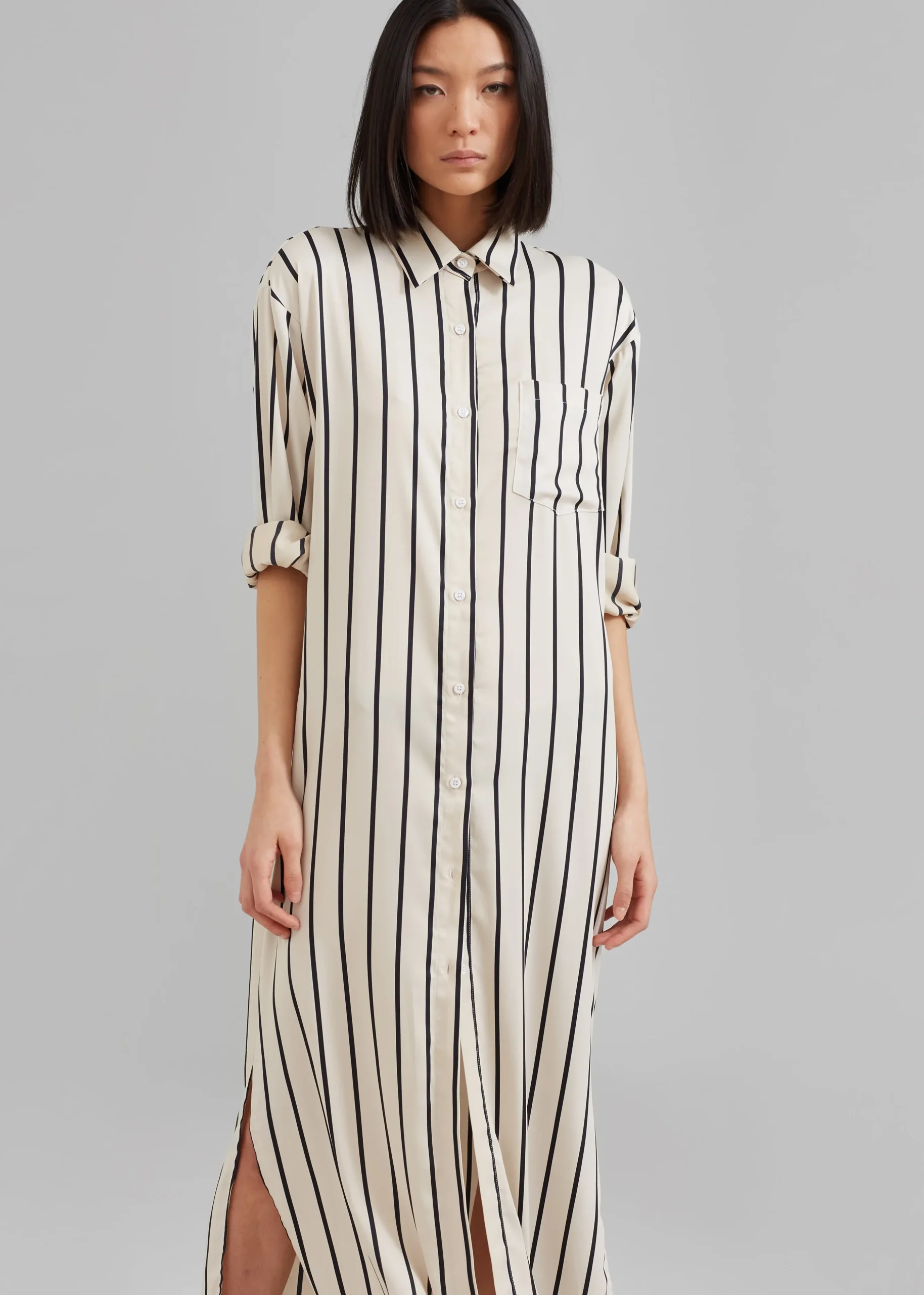 Cala Satin Shirt Dress