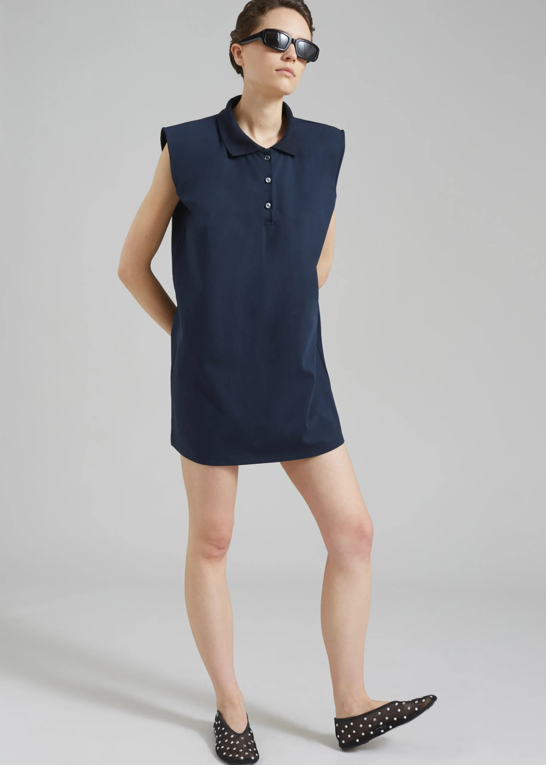 Chris Polo Padded Shoulders Mini Dress