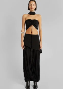 Christopher Esber Reversed Halter Ruched Crop Top