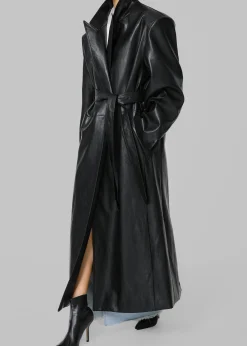 Connie Faux Leather Belted Trench Coat