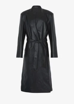 Connie Faux Leather Belted Trench Coat