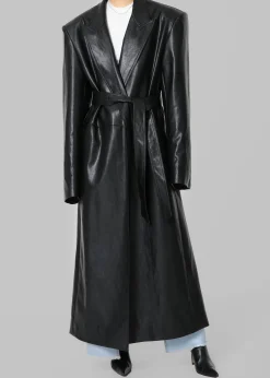 Connie Faux Leather Belted Trench Coat