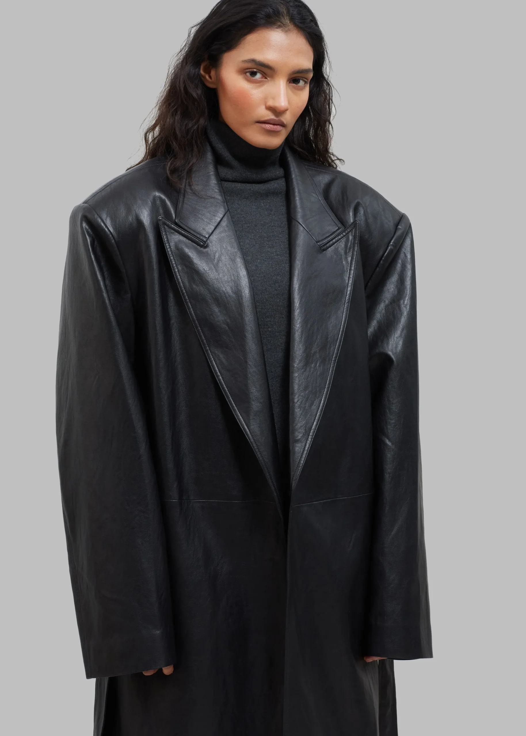 Connie Faux Leather Belted Trench Coat