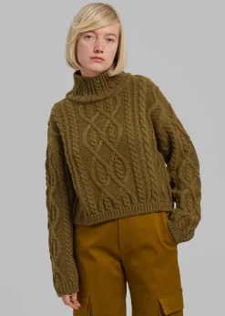 Devi Cable-Knit Mock Neck Sweater