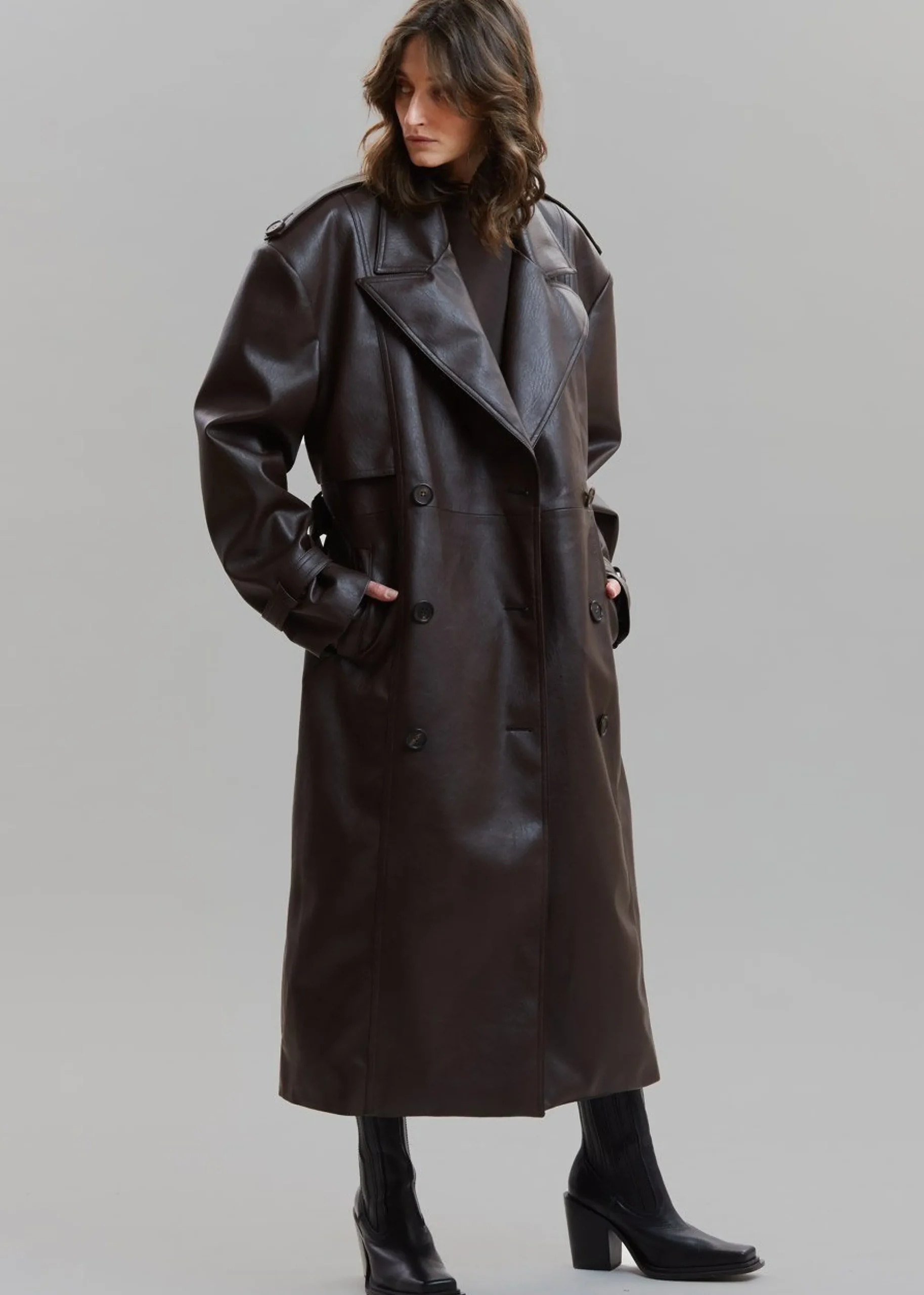 Diana Faux Leather Trench Coat