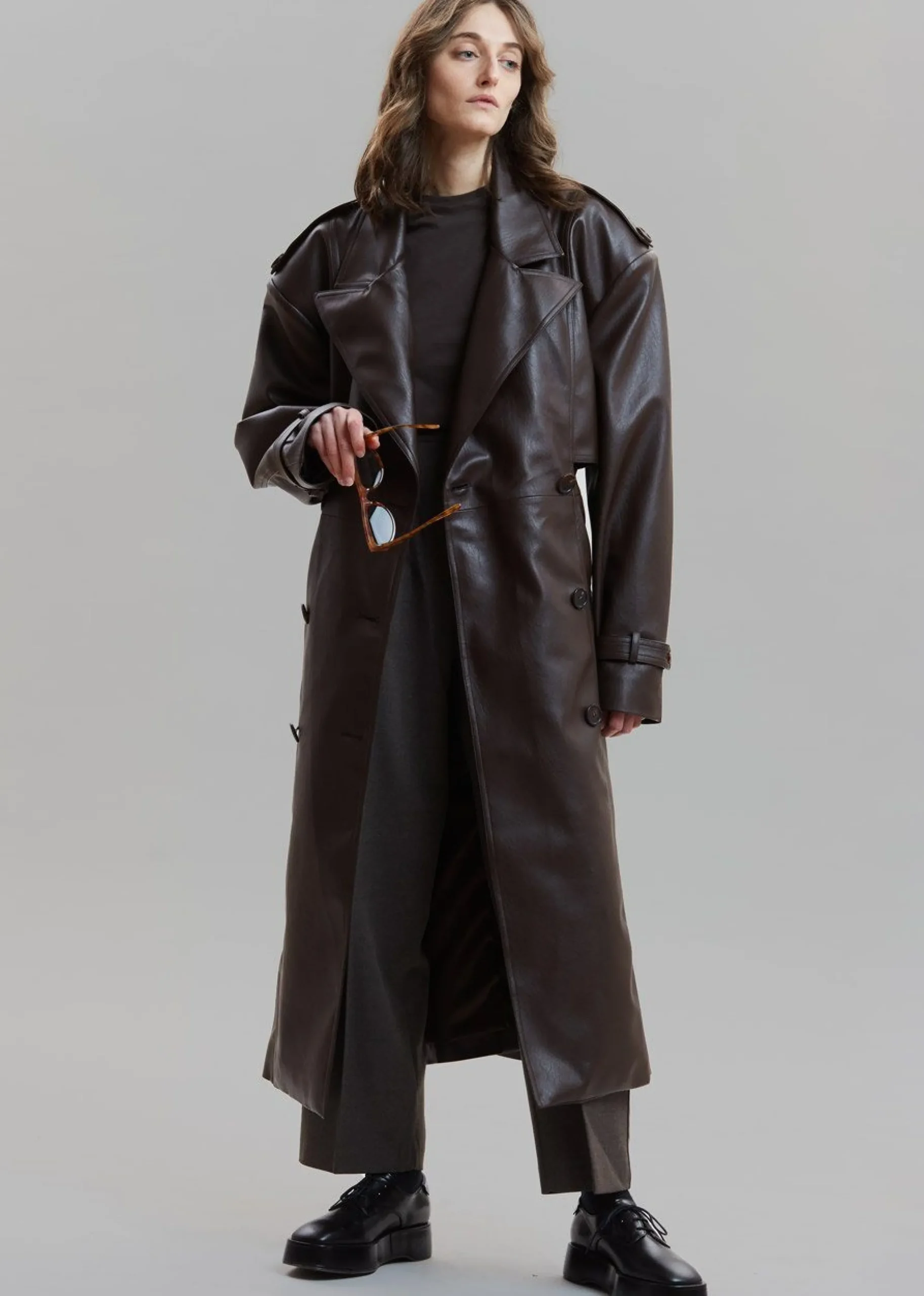 Diana Faux Leather Trench Coat