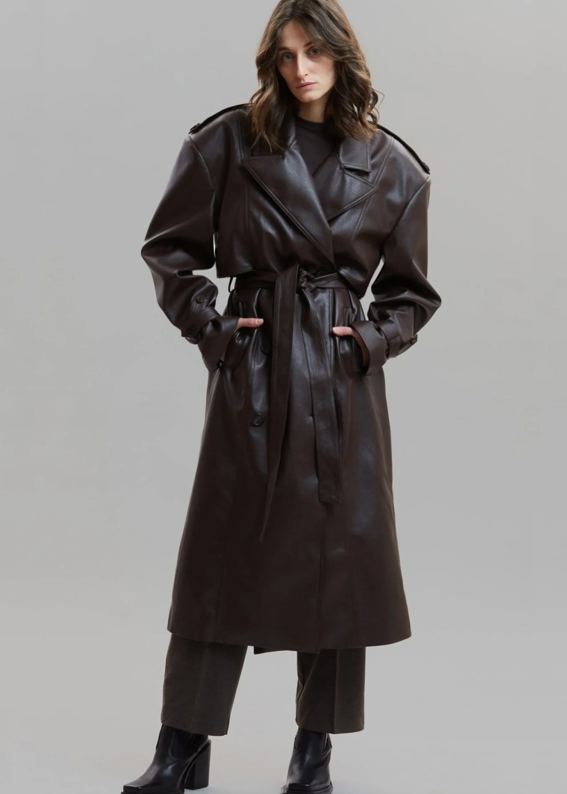 Diana Faux Leather Trench Coat