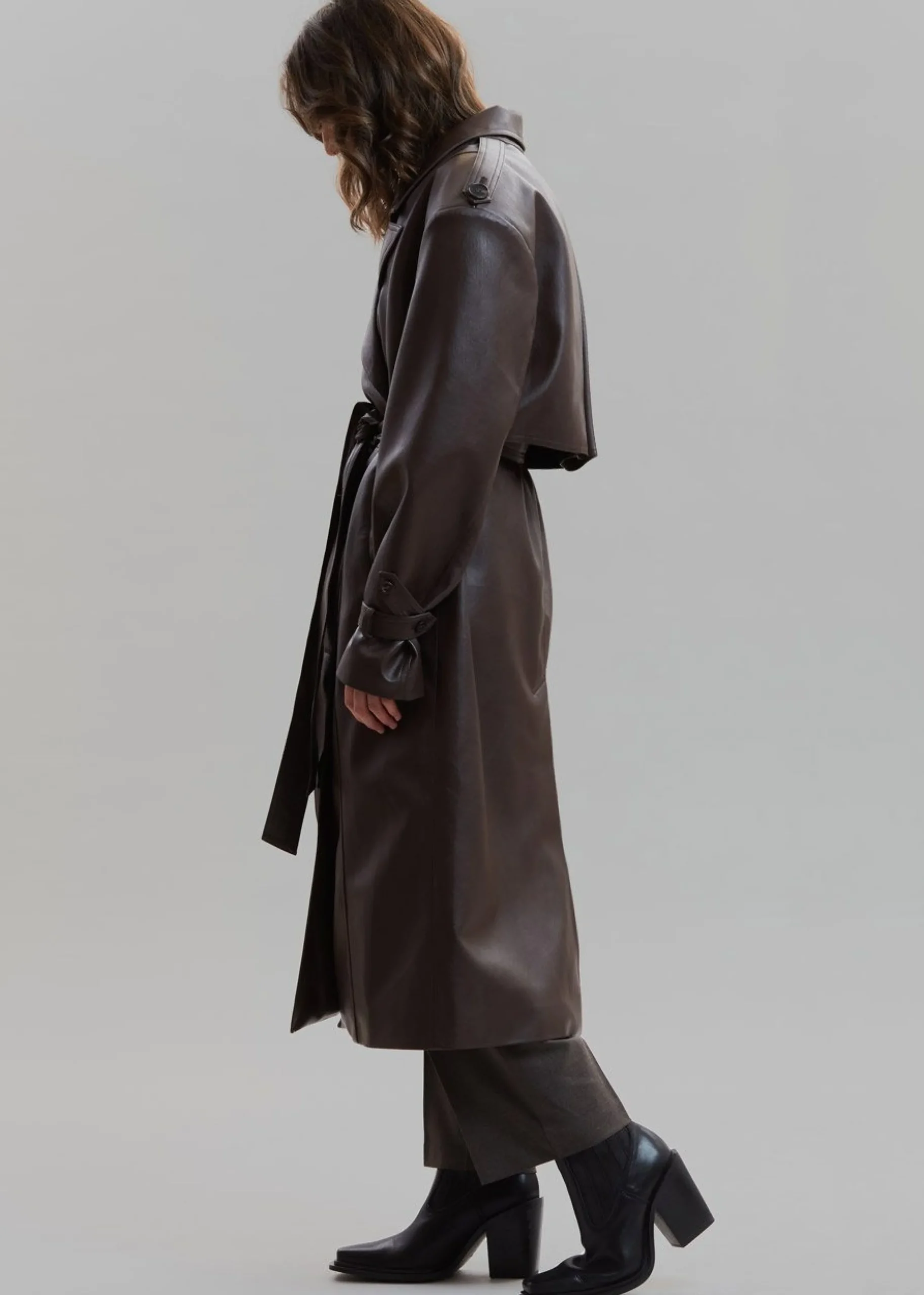 Diana Faux Leather Trench Coat