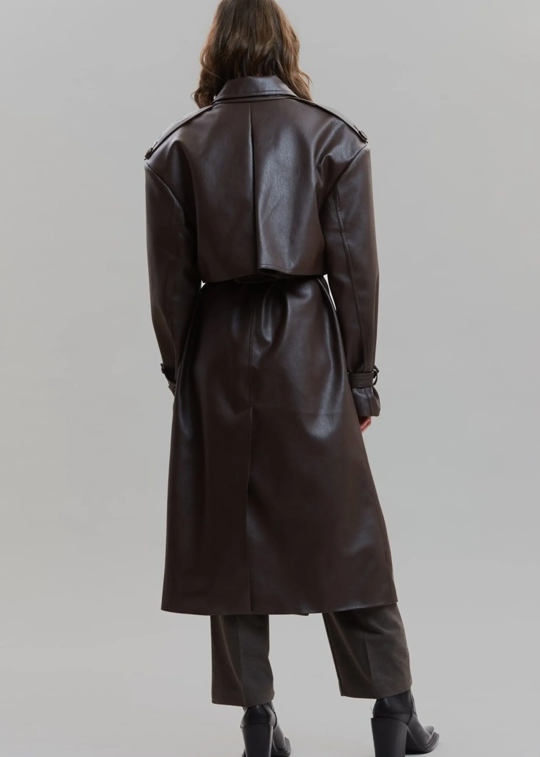 Diana Faux Leather Trench Coat