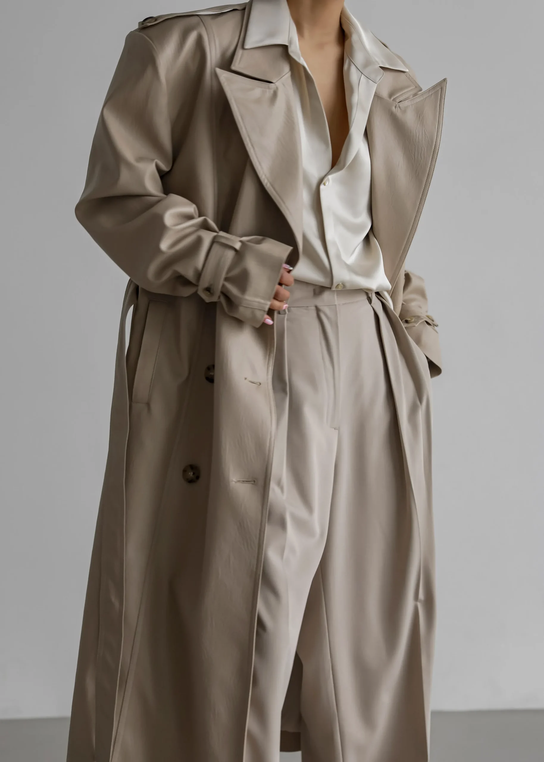 Diana Faux Leather Trench Coat