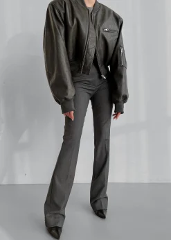 Gae Faux Leather Cropped Bomber