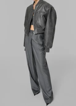Gae Faux Leather Cropped Bomber