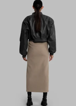 Gae Faux Leather Cropped Bomber