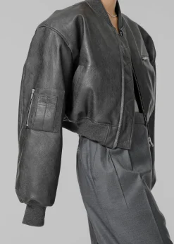 Gae Faux Leather Cropped Bomber
