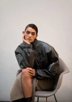 Gae Faux Leather Cropped Bomber