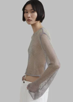 Ganni Embellished Mesh Blouse