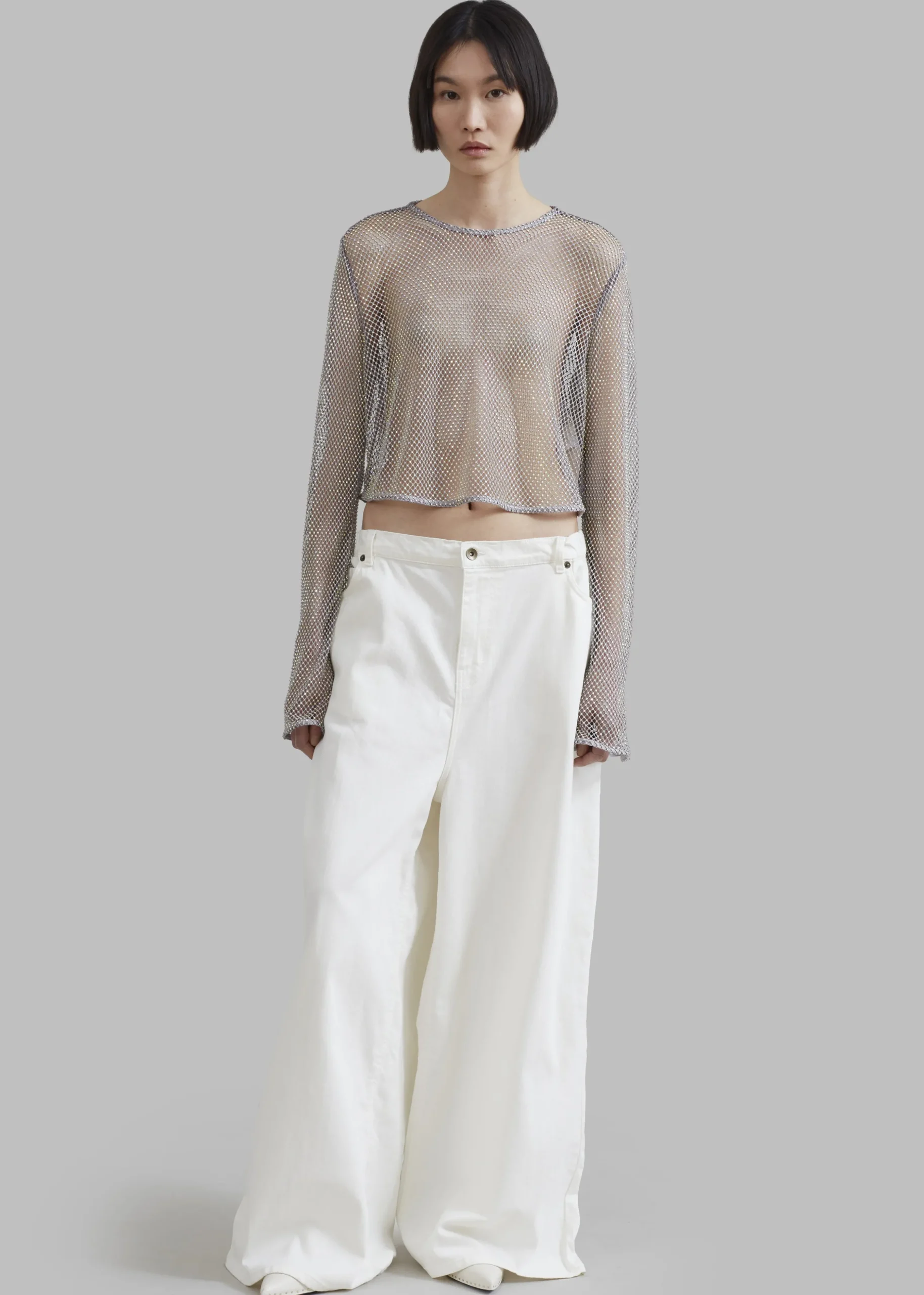 Ganni Embellished Mesh Blouse