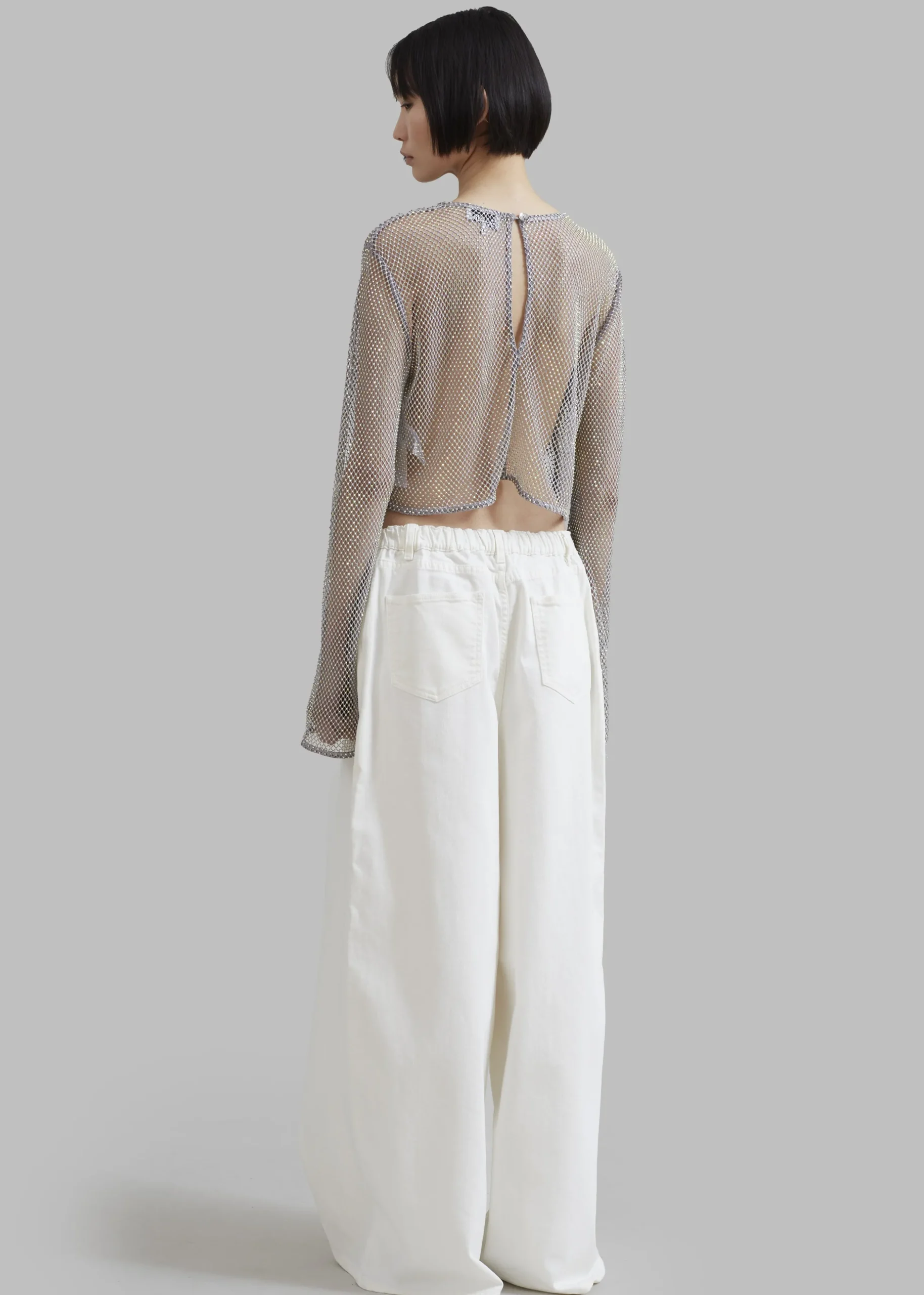Ganni Embellished Mesh Blouse
