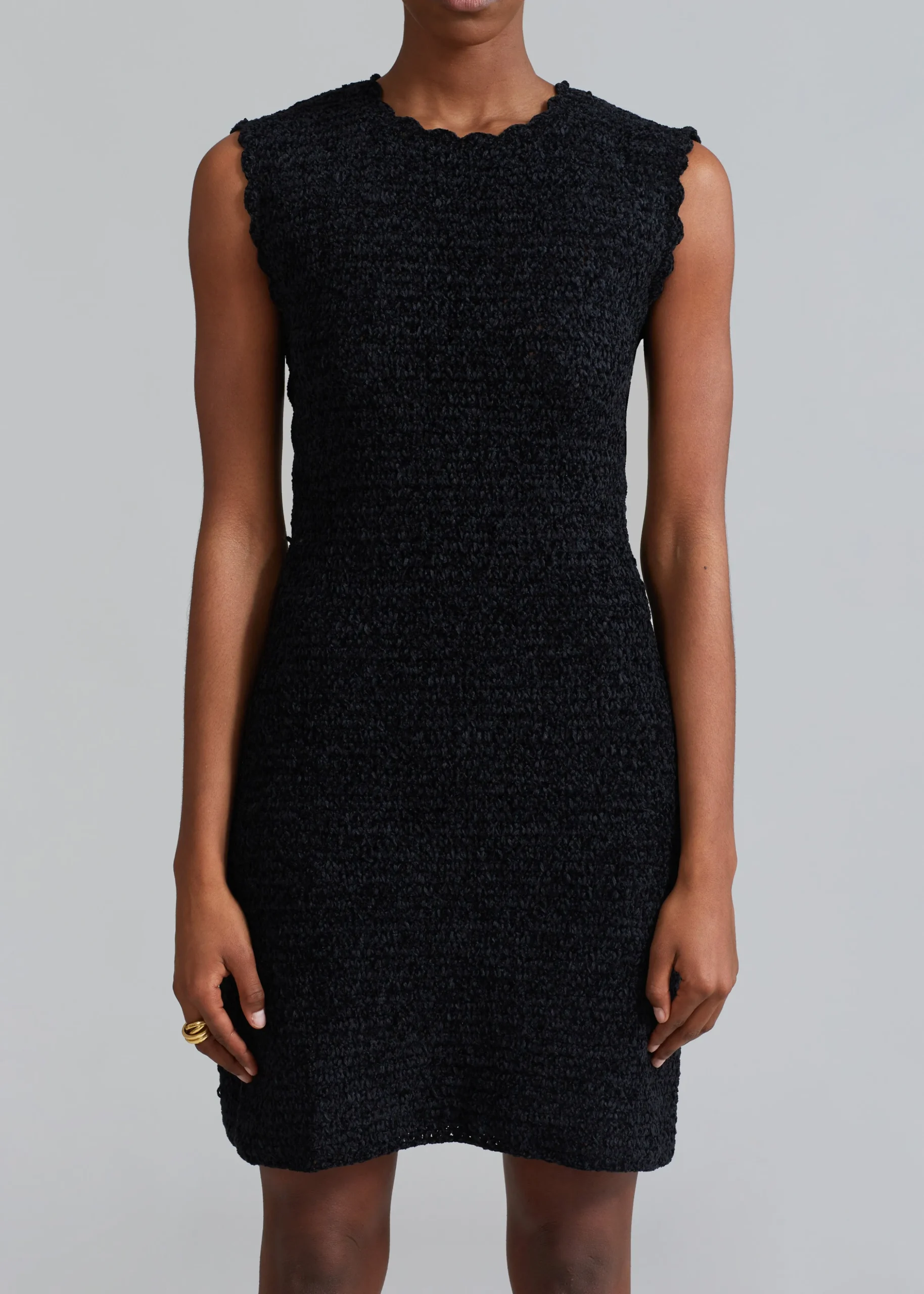 Ganni Velvet Crochet Open Back Mini Dress