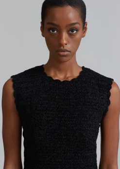 Ganni Velvet Crochet Open Back Mini Dress