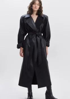 Henna Oversized Faux Leather Trench