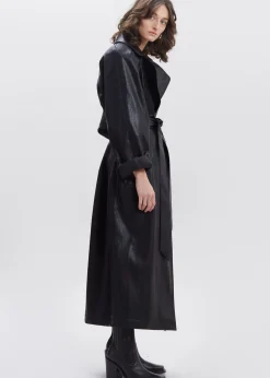 Henna Oversized Faux Leather Trench
