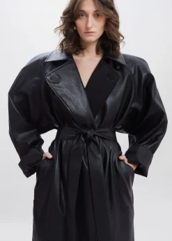 Henna Oversized Faux Leather Trench