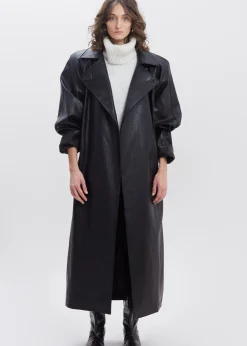 Henna Oversized Faux Leather Trench