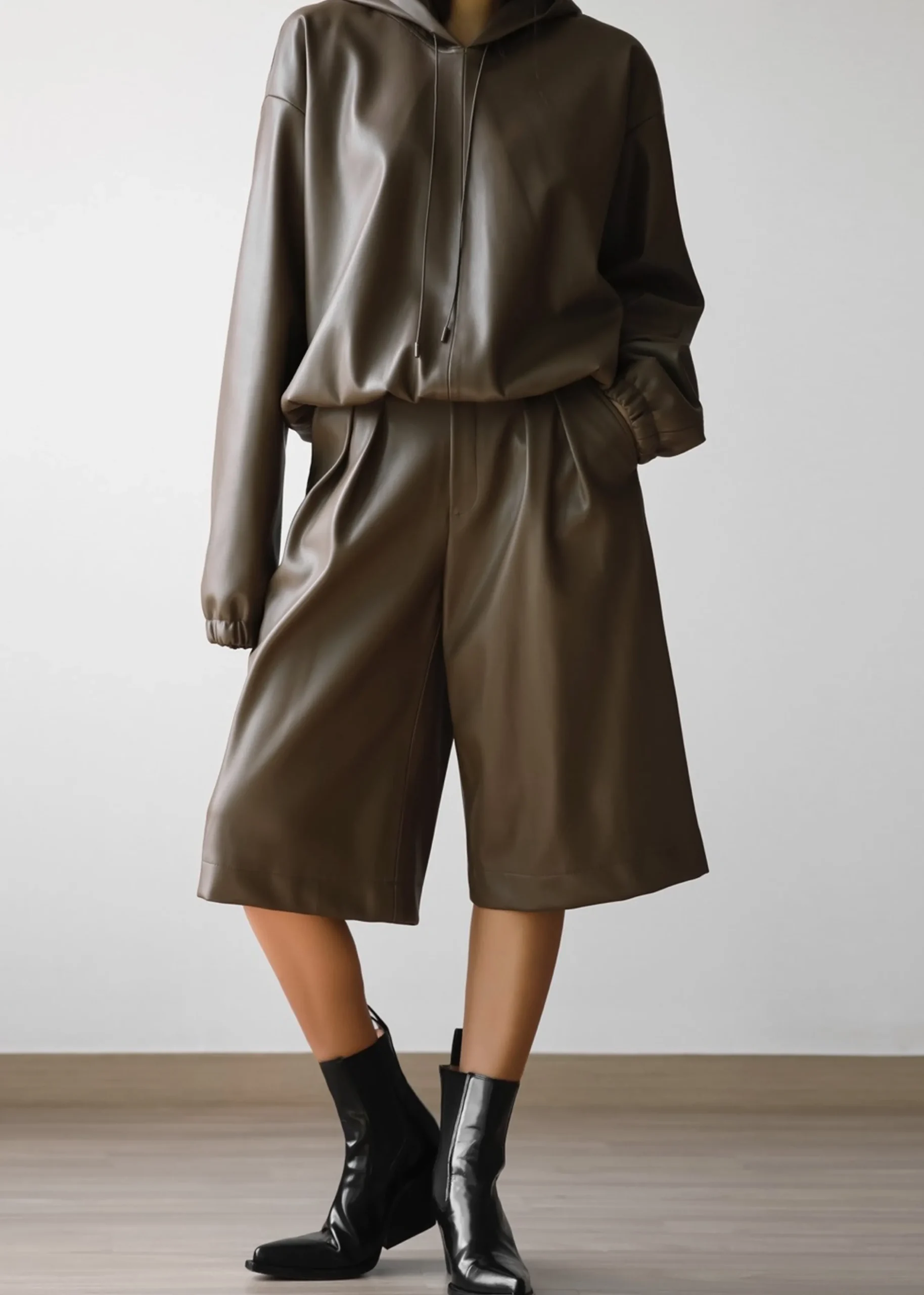 Kerang Faux Leather Bermuda Shorts