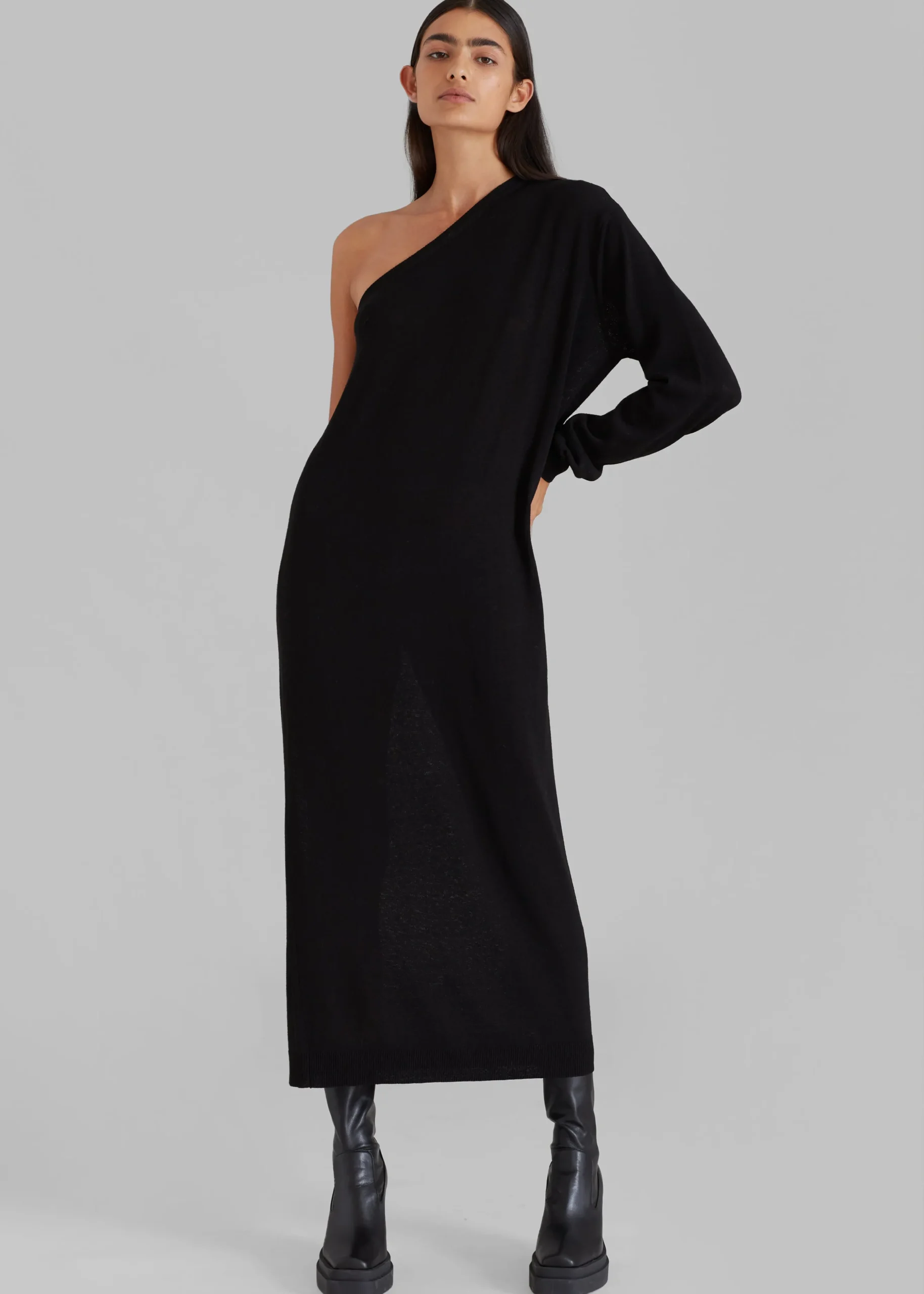 Lina One Shoulder Loose Knit Dress