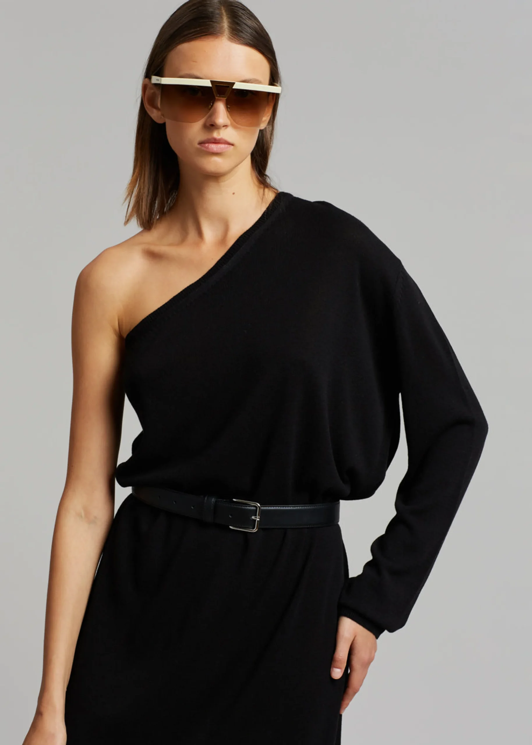 Lina One Shoulder Loose Knit Dress