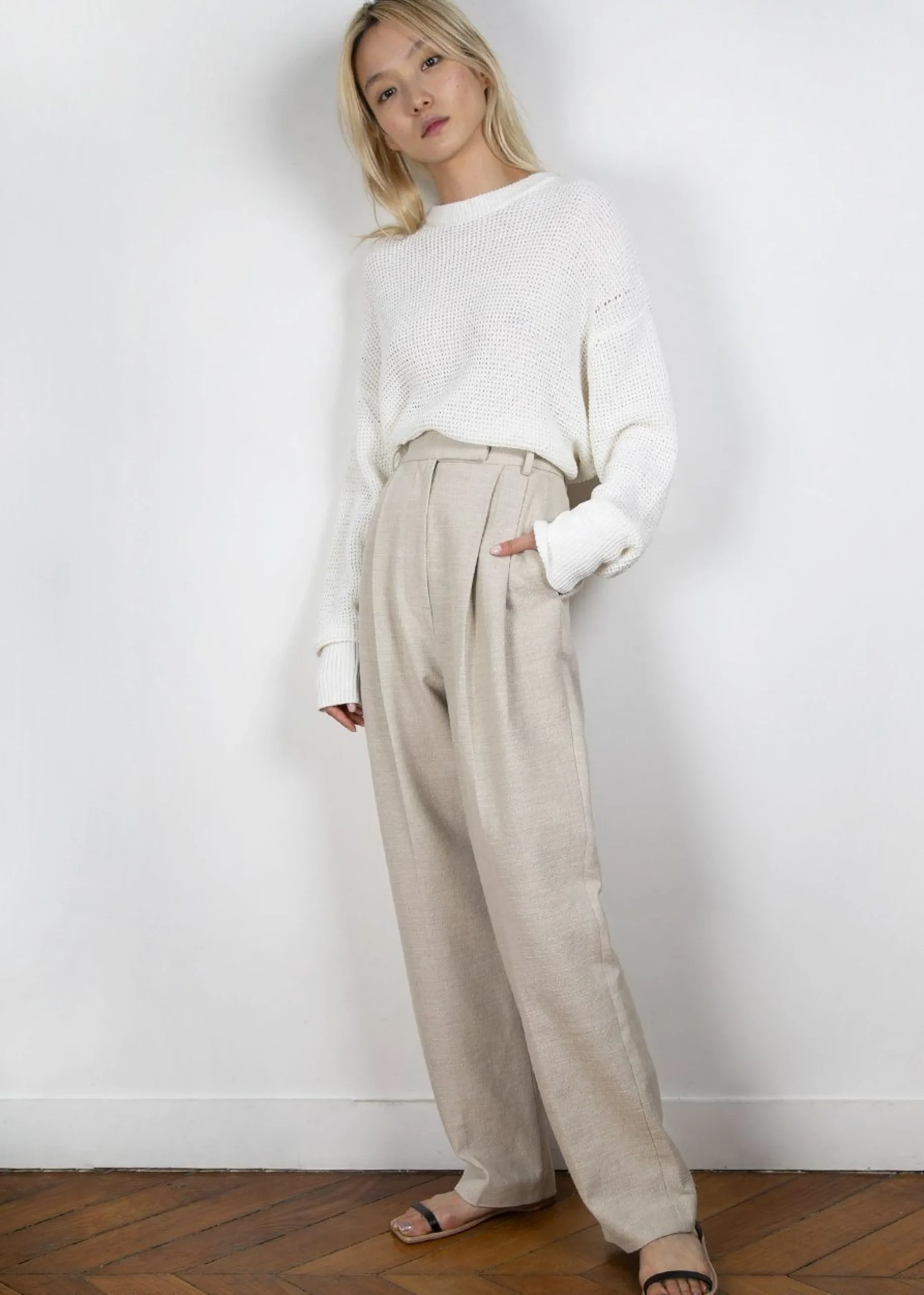 Pace Pleated Linen Blend Pants