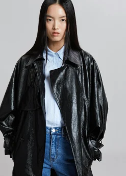 Reed Faux Leather Trench Coat