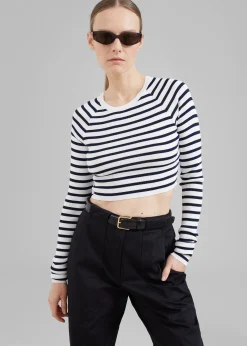 Remain Striped Knit Cropped Top