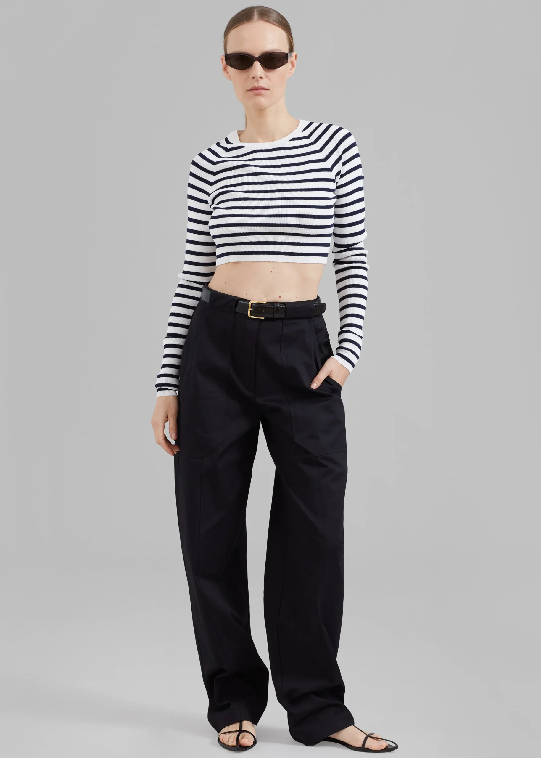 Remain Striped Knit Cropped Top