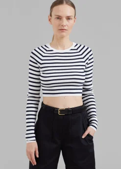 Remain Striped Knit Cropped Top