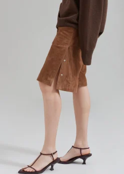 Remain Suede Bermuda Slit Shorts