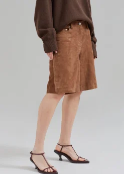 Remain Suede Bermuda Slit Shorts