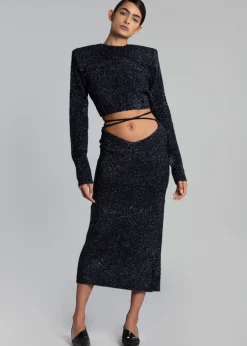 Rotate Glitter Knit Pencil Skirt