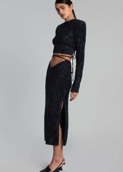 Rotate Glitter Knit Pencil Skirt